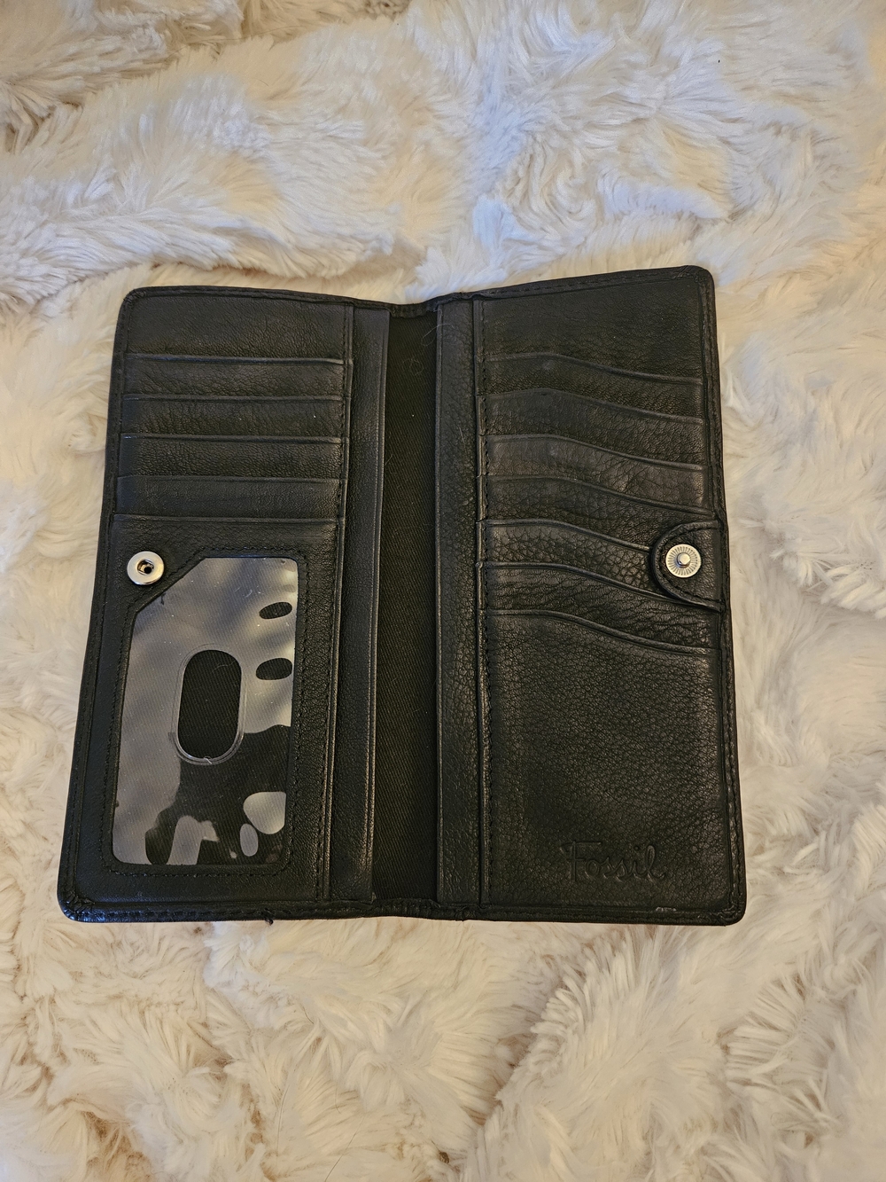 ✨️Fossil Women's Black Leather Clutch Wallet - Picture 3 of 6